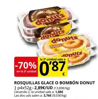 Supermercados MAS DONUT Rosquillas glace o bombón oferta