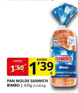 Supermercados MAS BIMBO Pan molde sanwich oferta