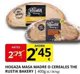 Supermercados MAS THE RUSTIK BAKERY Hogaza masa madre o cereales oferta