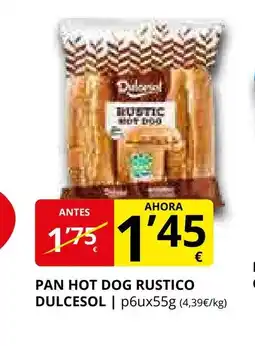 Supermercados MAS DULCESOL Pan hot dog rustico oferta