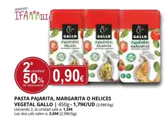 Supermercados MAS GALLO Pasta pajarita, margarita o helices vegetal oferta
