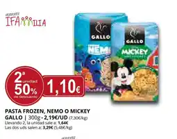 Supermercados MAS GALLO Pasta frozen nemo o mickey oferta