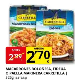 Supermercados MAS CARRETILLA Macarrones boloñesa, fideua o paella marinera oferta