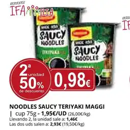 Supermercados MAS MAGGI Noodles saucy teriyaki oferta