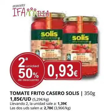 Supermercados MAS SOLIS Tomate frito casero oferta