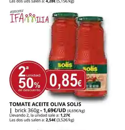 Supermercados MAS SOLIS Tomate aceite oliva oferta
