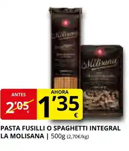 Supermercados MAS LA MOLISANA Pasta fusilli o spaghetti integral oferta
