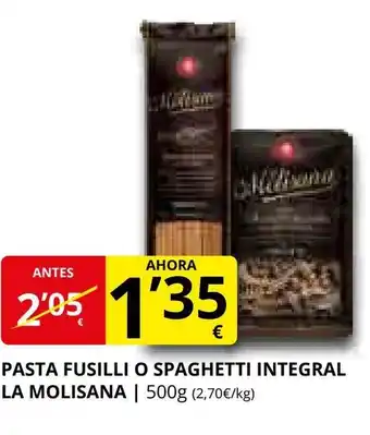 Supermercados MAS LA MOLISANA Pasta fusilli o spaghetti integral oferta