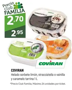 Coviran COVIRAN Helado sorbete limón, stracciatella o vainilla y caramelo tarrina oferta