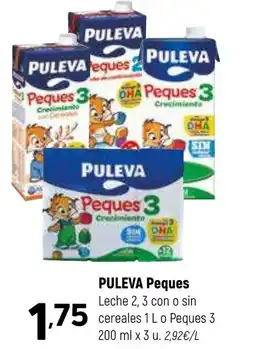 Coviran PULEVA Peques Leche 2, 3 con o sin cereales 1 L o Peques 3 oferta
