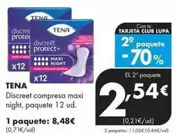 Supermercados Lupa Tena - discreet compresa maxi night oferta