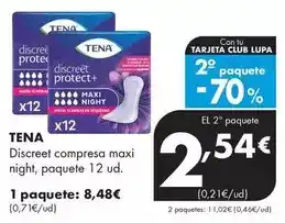 Supermercados Lupa Tena - discreet compresa maxi night oferta