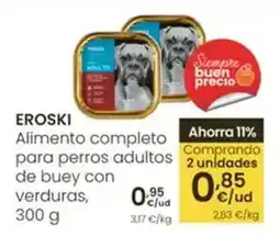 Eroski Eroski - alimento completo para perros adultos de buey con verduras oferta
