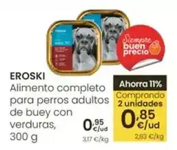 Eroski Eroski - alimento completo para perros adultos de buey con verduras oferta