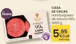 Eroski Casa de vacas - hamburguesa de vacuno 99% oferta