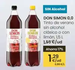 Eroski Don simón - 0,0 tinto de verano sin alcohol clasico o con limon oferta