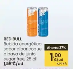 Eroski Red bull - bebida energetica sabor albaricoque o baya de junio sugar free oferta