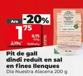 Dia Dia nuestra alacena - pechuga de pavo reducido en sal en finas lonhcas oferta