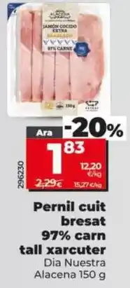 Dia Dia nuestra alacena - jamón cocido breseado 97% carne corte charcutero oferta