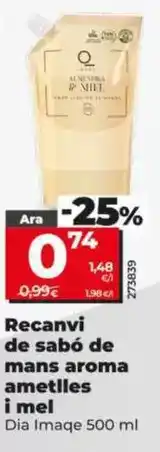 Dia Dia imaqe - recambio de jabón de manos aroma almendras y miel oferta