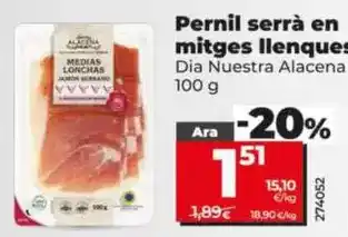 Dia Dia nuestra alacena - jamón serrano en medias lonchas oferta