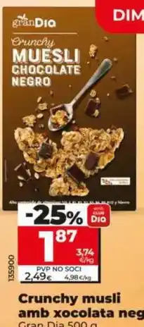 Dia Gran dia - crunchy muesli con chocolate negro 500 g oferta
