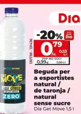 Dia Dia get move - bebida para deportistas natural sin azúcar 1,5 l oferta
