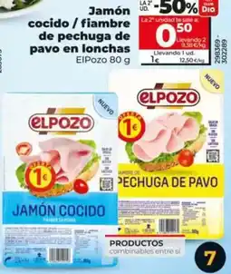 Dia Elpozo - jamoon cocido /fiambre de pechuga de pavo en lonchas 80 g oferta