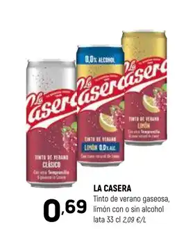 Coviran LA CASERA Tinto de verano gaseosa, limón con o sin alcohol oferta