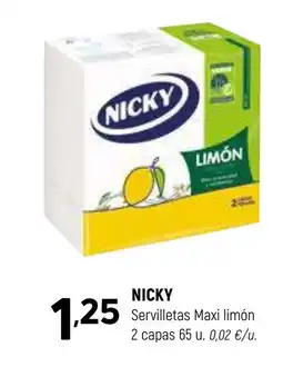 Coviran NICKY Servilletas Maxi limón 2 capas 65 u oferta