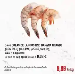 Abordo Salvaje - colas de langostino banana grande oferta
