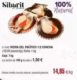 Abordo Sibarit - vieira del pacifico 1/2 concha oferta