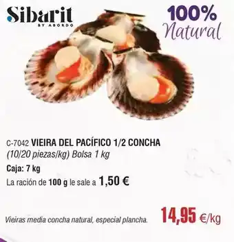 Abordo Sibarit - vieira del pacifico 1/2 concha oferta