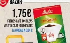 Claudio Melitta - filtros café 1x4 tazas melitta caja 40 unidades oferta