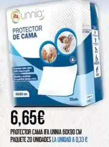 Claudio Unnia - protector cama ifa 60x90 cm paquete 20 unidades oferta