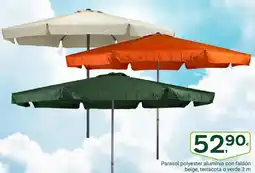 Supermercados Dani Parasol polyester aluminio con faldon beige terracota o verde 3 m oferta