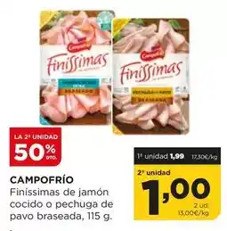 Alimerka Campofrío - finissimas de jamon cocido o pechuga de pavo braseada oferta