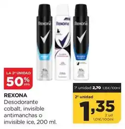 Alimerka Rexona - desodorante cobalt, invisible antimanchas o invisible ice oferta