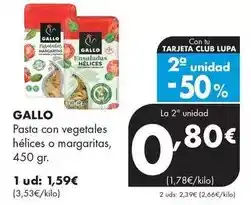 Supermercados Lupa Gallo - pasta con vegetales hílices o margaritas oferta