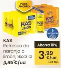 Eroski Kas - refresco de naranja o limon oferta