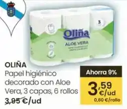 Eroski Oliña - papel higiénico decorado con aloe vera oferta