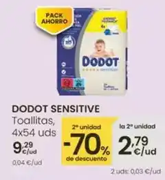 Eroski Dodot sensitive - toallitas oferta
