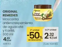 Eroski Original remedies - mascarilla antiencrespamiento de aguacate y karité oferta