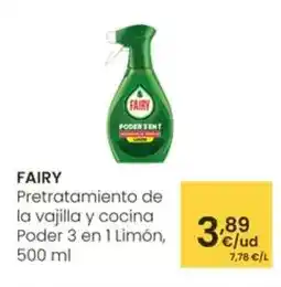 Eroski Fairy - pretratamiento de la vajilla y cocina poder 3 en 1 limón oferta
