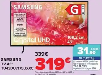 Carrefour Samsung - tv 43'' tu43du7175uxxc oferta