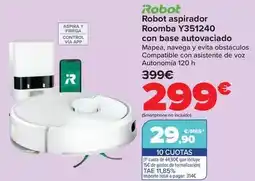 Carrefour Irobot - robot aspirador roomba y351240 con base autovaciado oferta