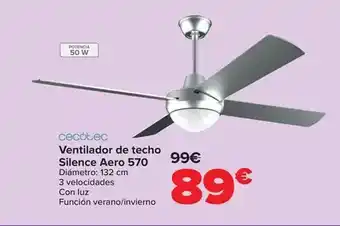 Carrefour Cecotec - ventilador de techo silence aero 570 oferta