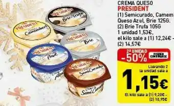 Hiperber 2a Unidad -50% Crema Queso President oferta