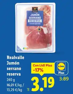 Lidl REALVALLE Jamón serrano reserva oferta
