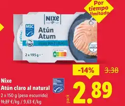 Lidl NIXE Atún claro al natural oferta